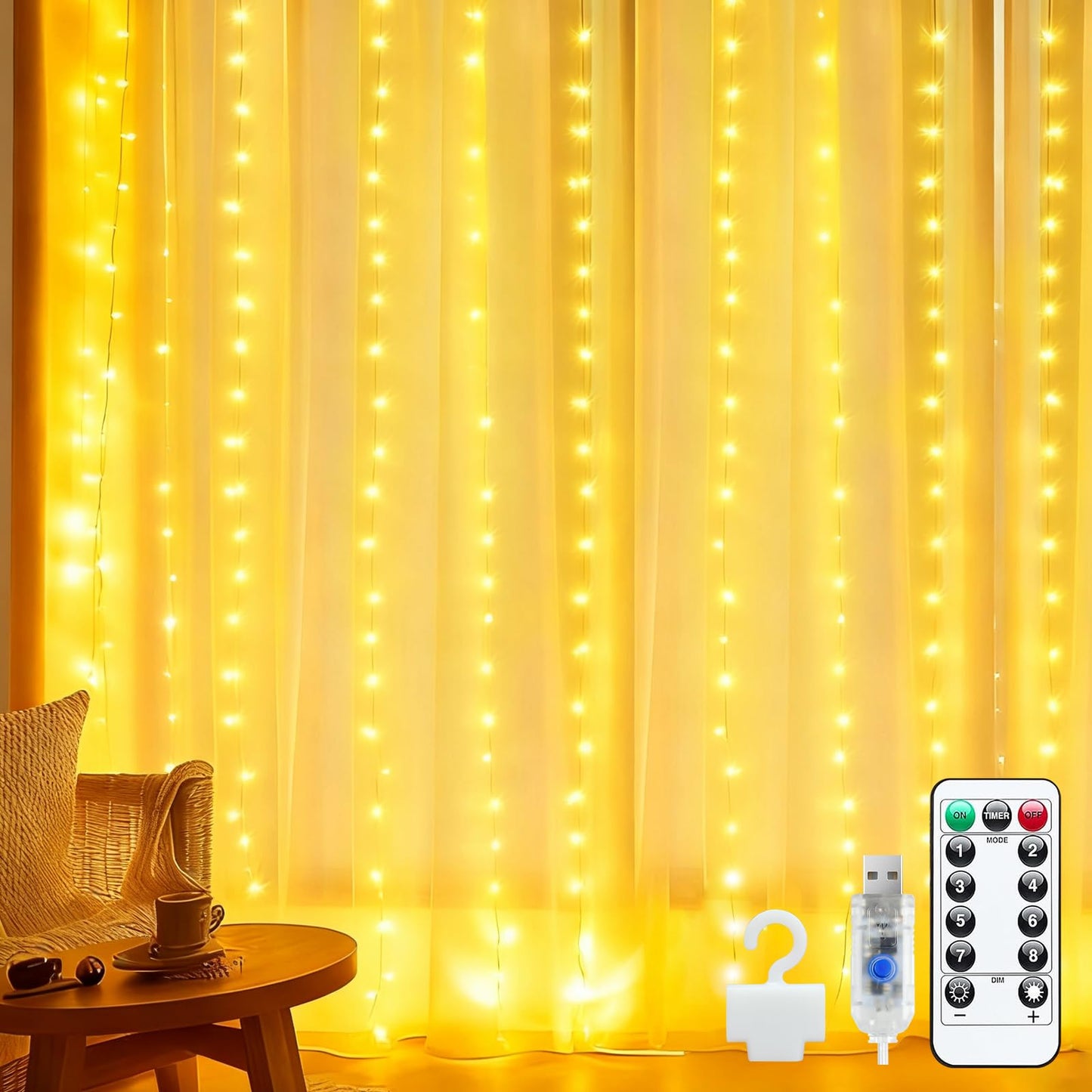 LED Lichtervorhang 2x2m mit Fernbedienung, 2*2 Lichtervorhang
