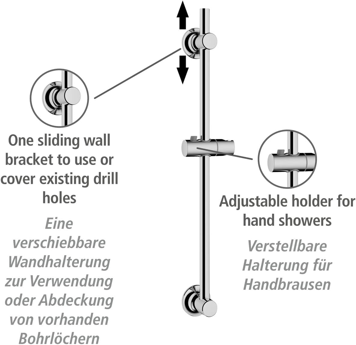Duschstange Classic, Silber Glänzend