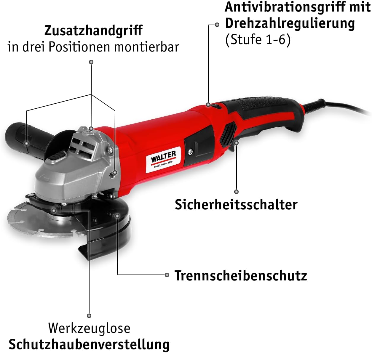Winkelschleifer 125 mm, drehzahlregelbar, 1200 W