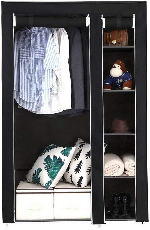 Stoff-Kleiderschrank, 110 x 45 x 175 cm Schwarz