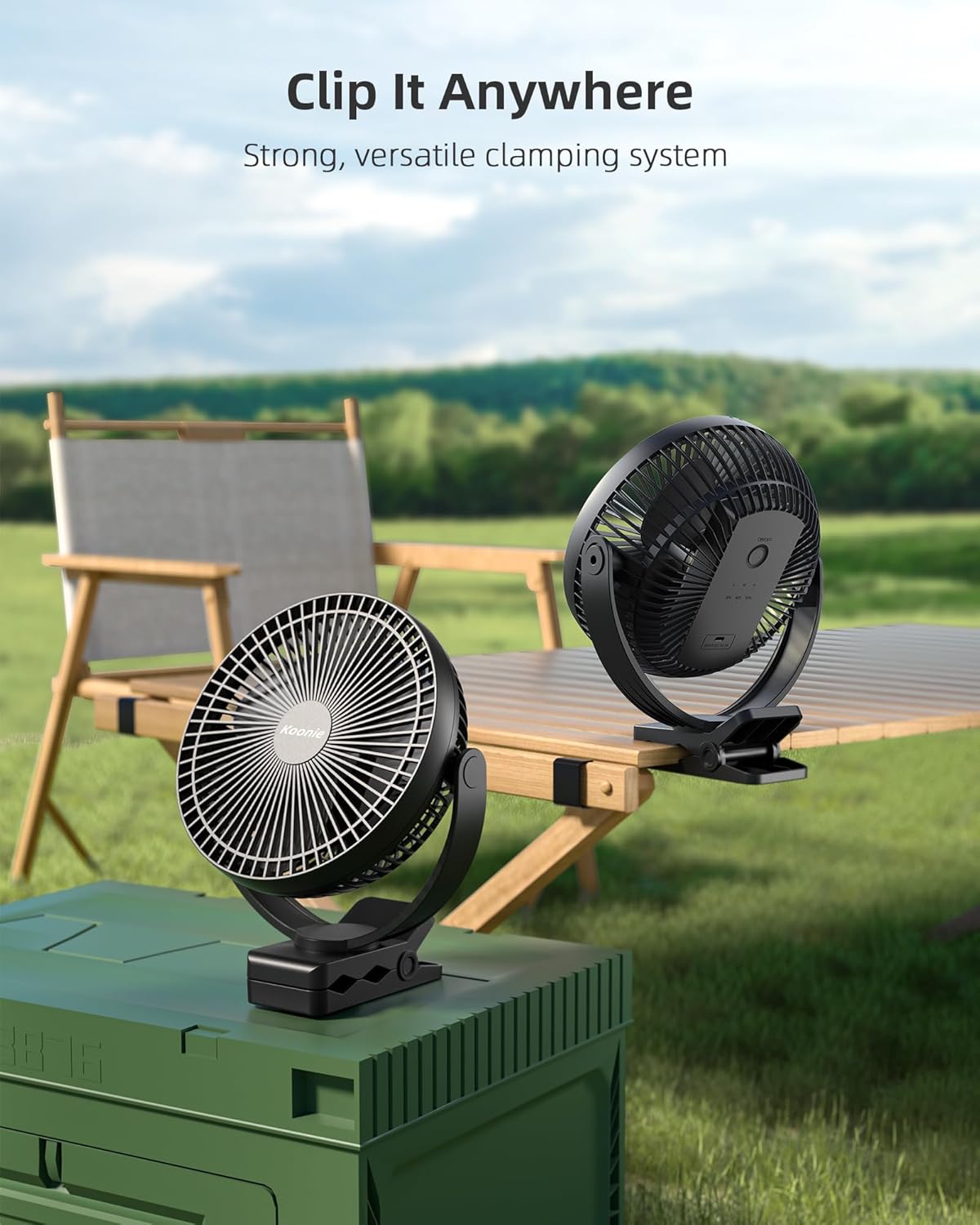 Tragbarer Clip-On-Ventilator, Schwarz