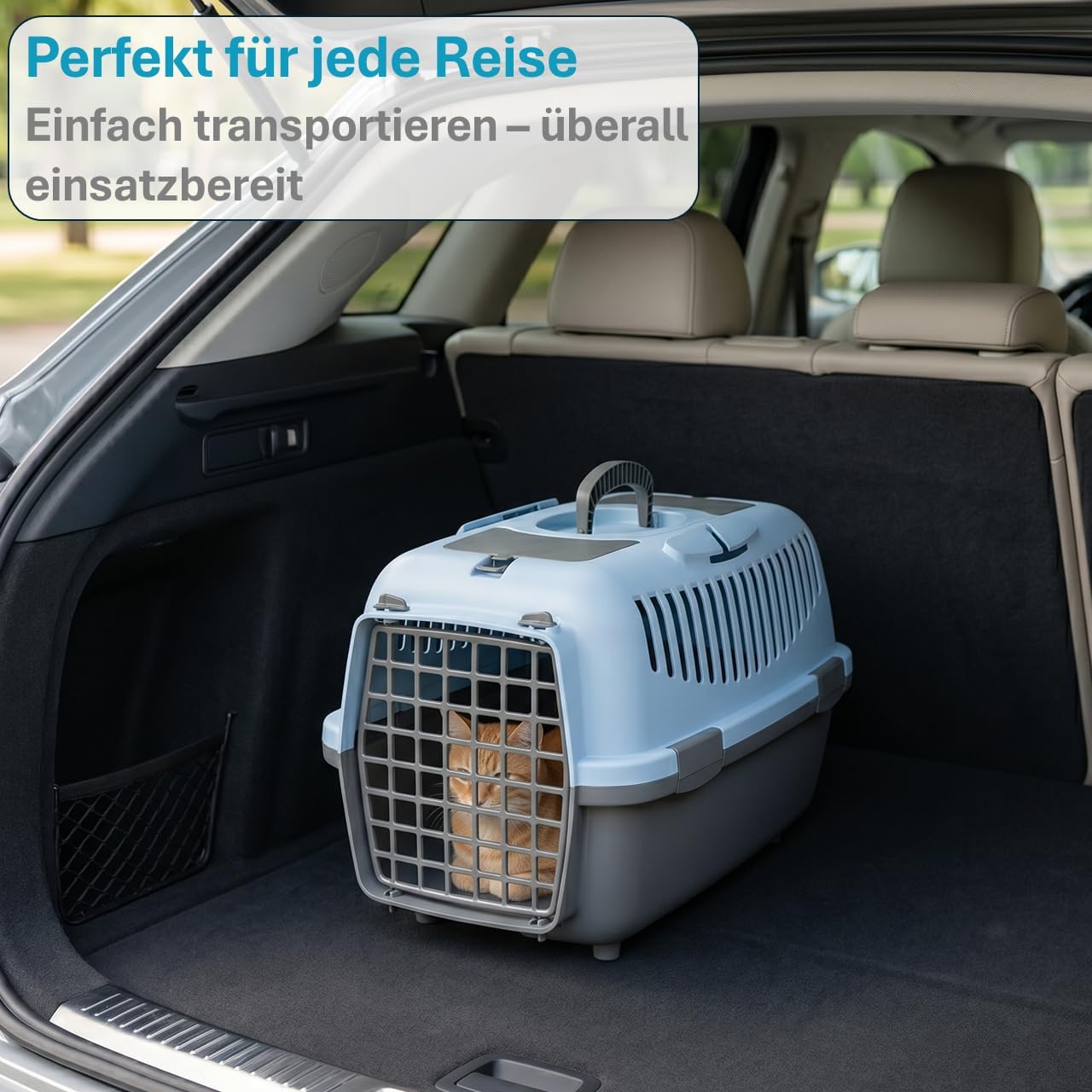 Hartschalen-Transportbox für kleine Hunde und Katzen (bis 6 kg), Blau 1