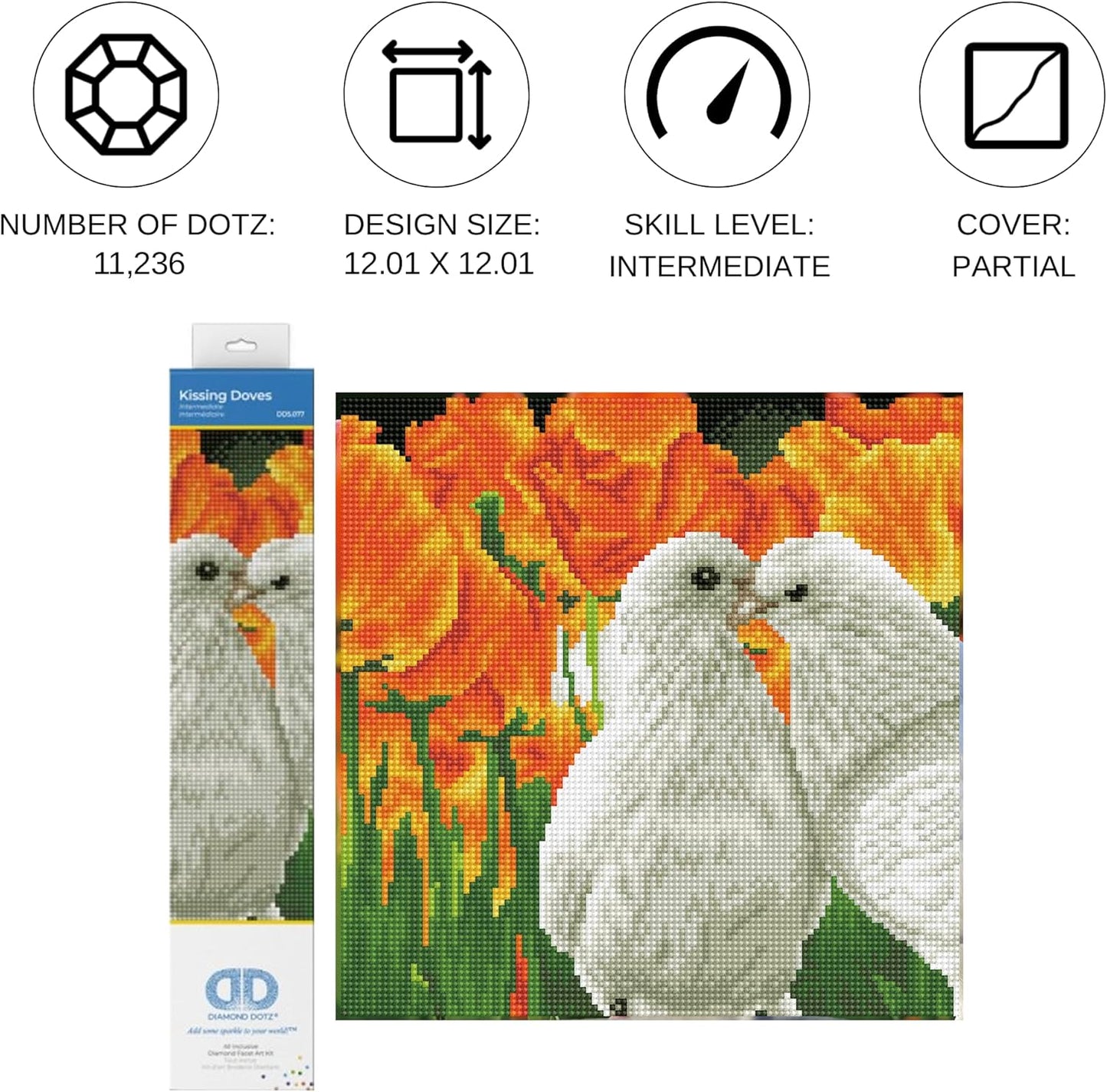 5D Diamond Painting Set Küssende Tauben 31x31 cm, Küssende Tauben