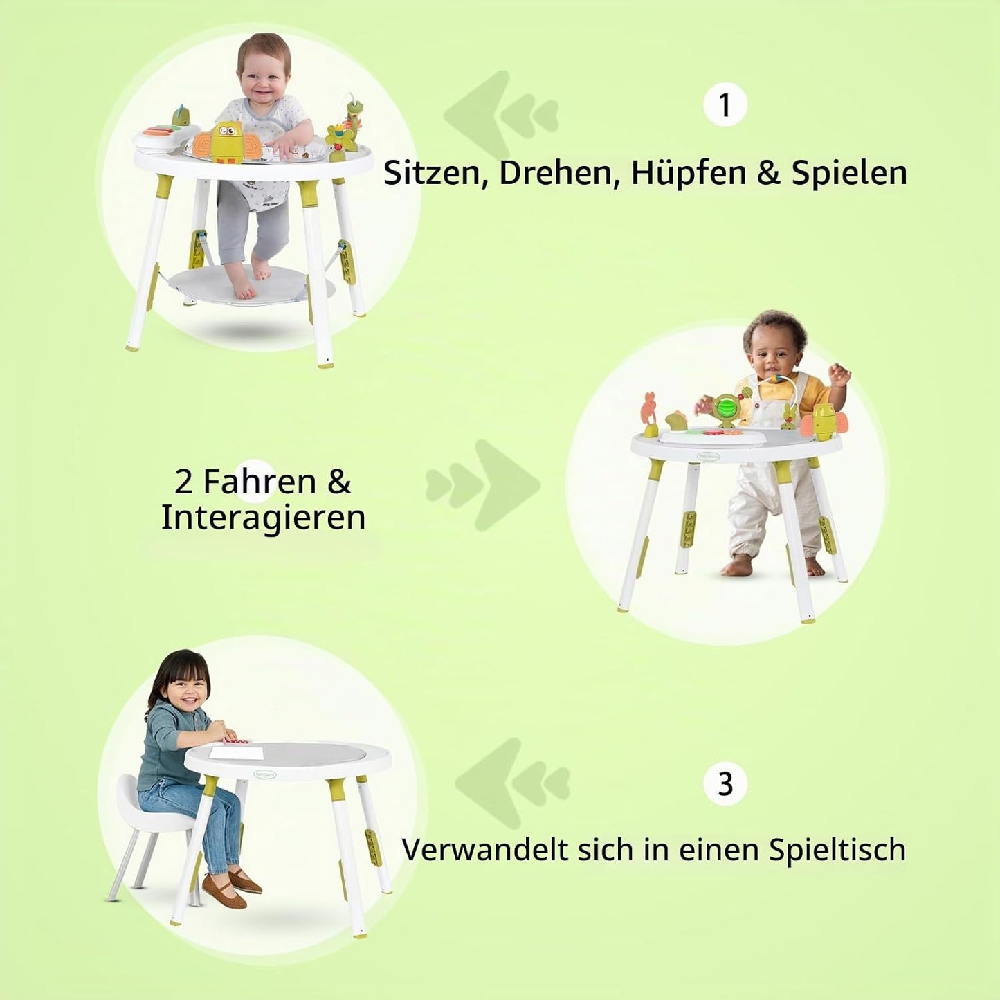 3-in-1 Baby-Aktivitätszentrum, grün
