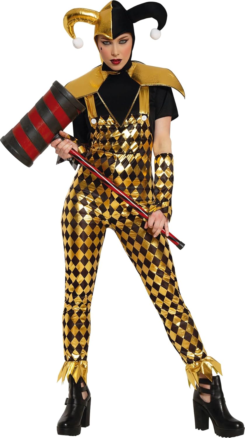 Goldenes Harlekin-Kostüm für Damen, S