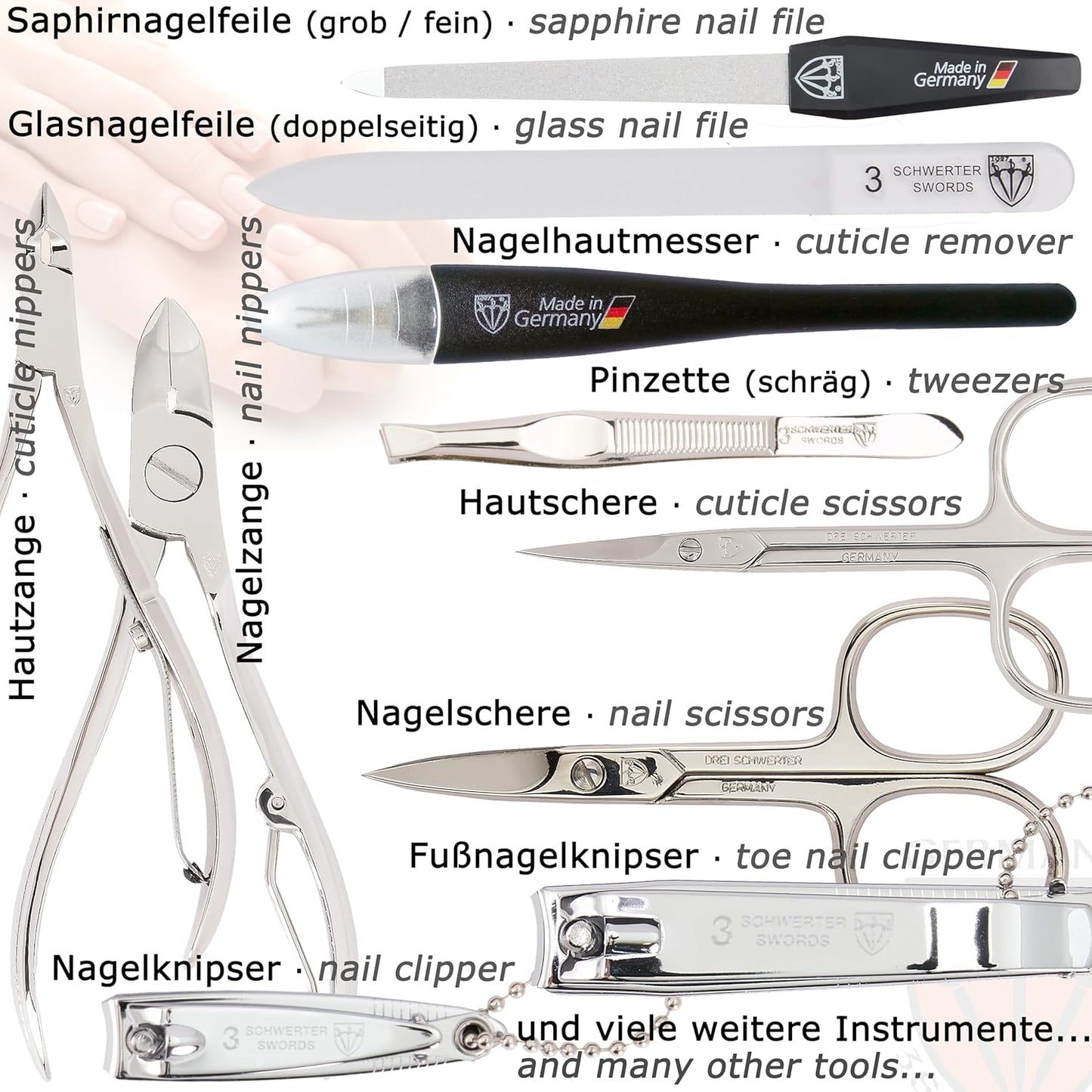16-teiliges Nagelpflege Set Cinisello, ROSA / KUNSTLEDER