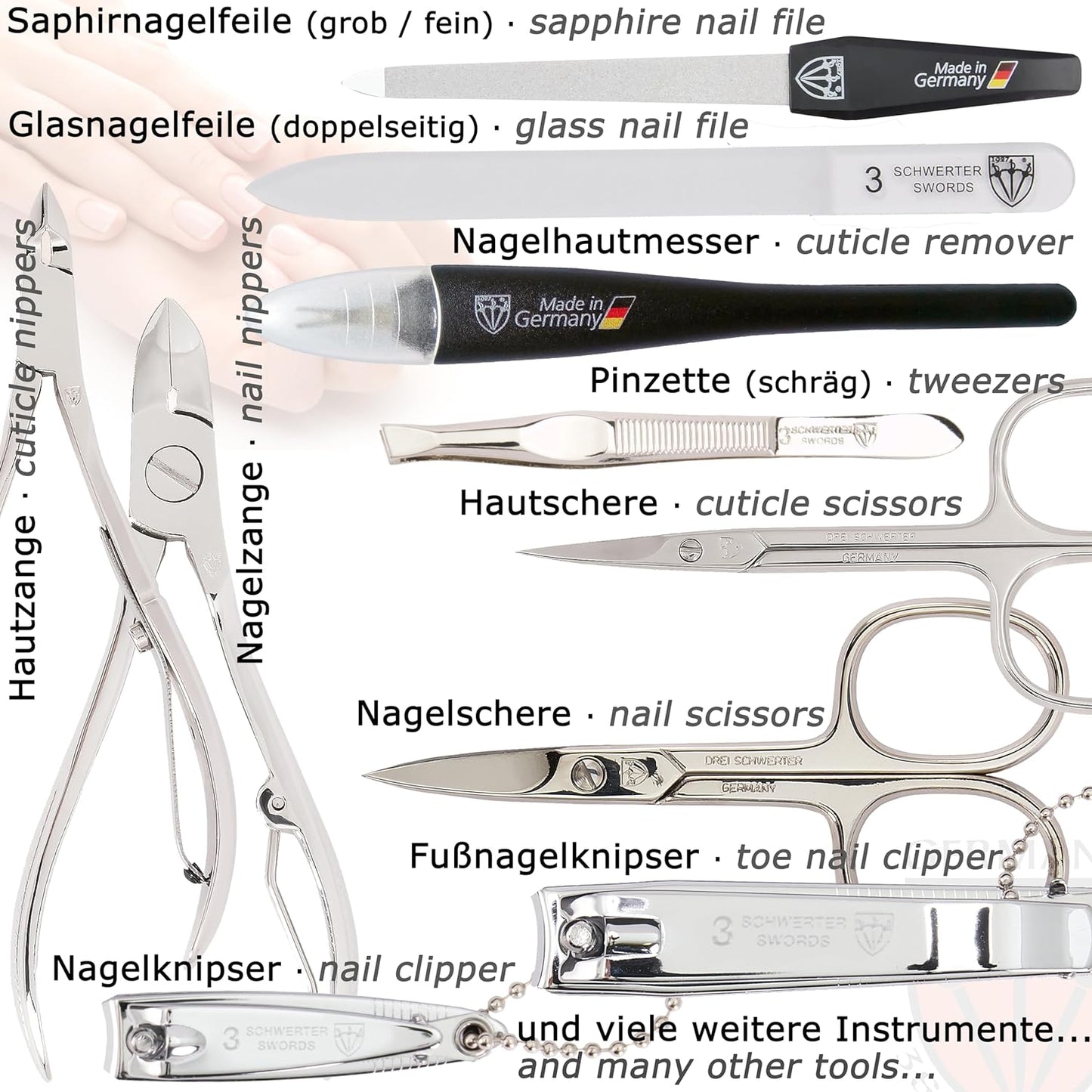 Nagelpflegeset 'Cinisello', WEINROT / LACKMATERIAL