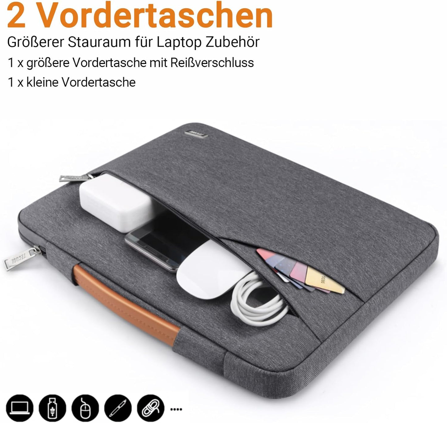 Wasserdichte Laptoptasche, 14 Zoll/MacBook Air 15 M3 M2 / Dunkelgrau