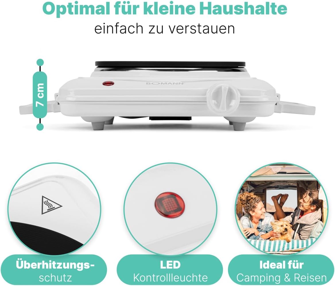 Einzelkochplatte EKP 5027 CB mit stufenlos regelbarem Thermostat, Single single hotplate