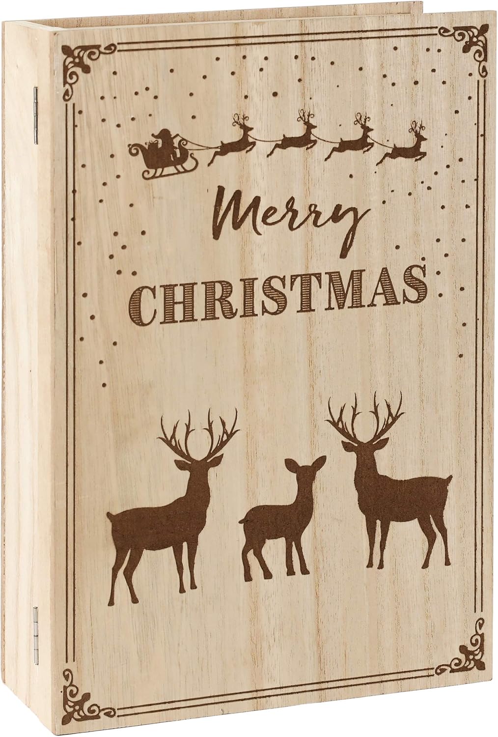 Adventskalender aus Holz zum Befüllen, Merry Christmas Buch