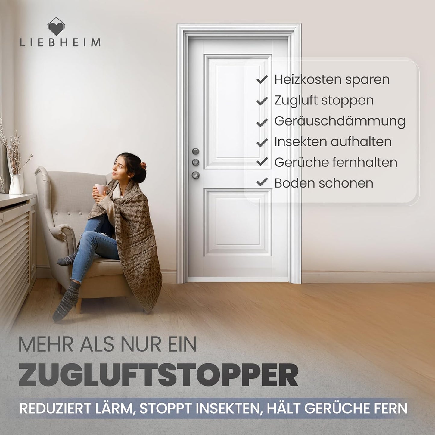Türdichtung Zugluftstopper selbstklebend (90/100cm), Stopper2