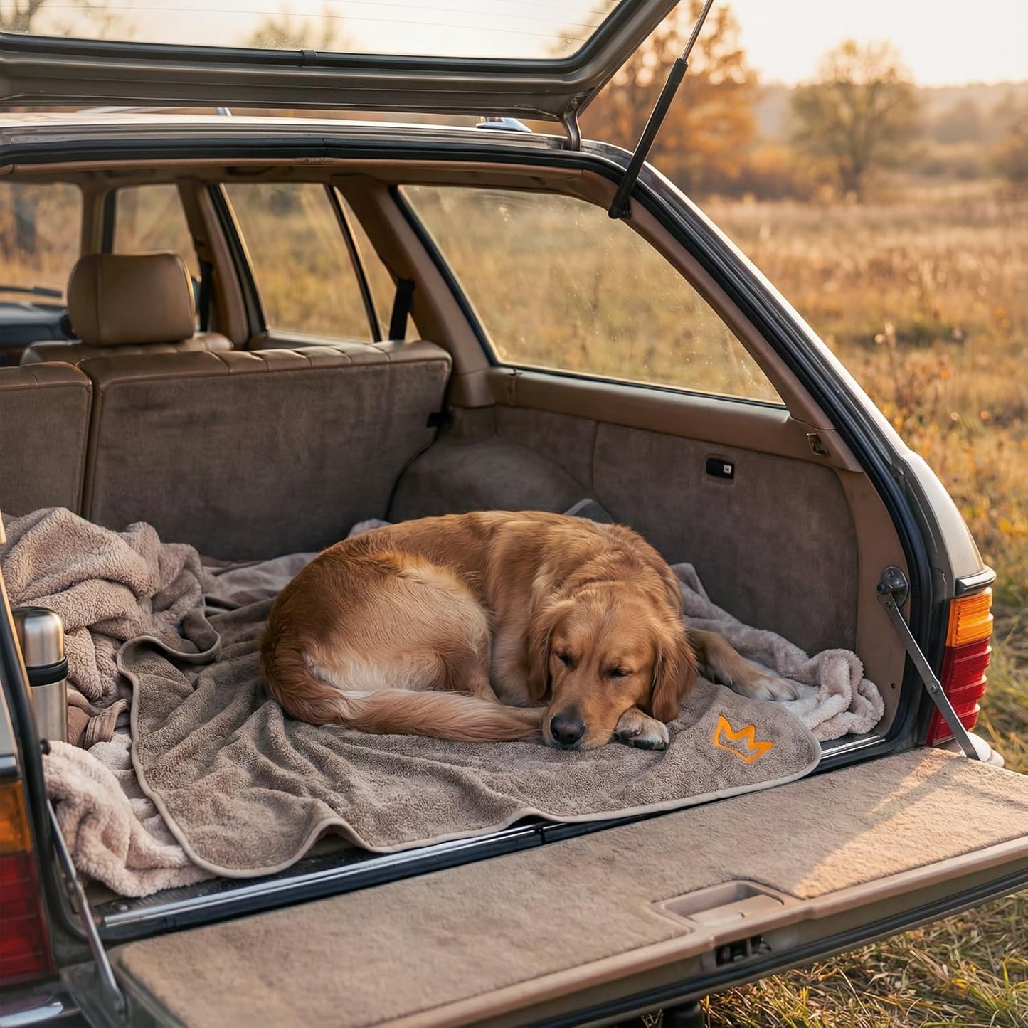 Hundehandtuch mit Taschen 100x60cm, Grau M