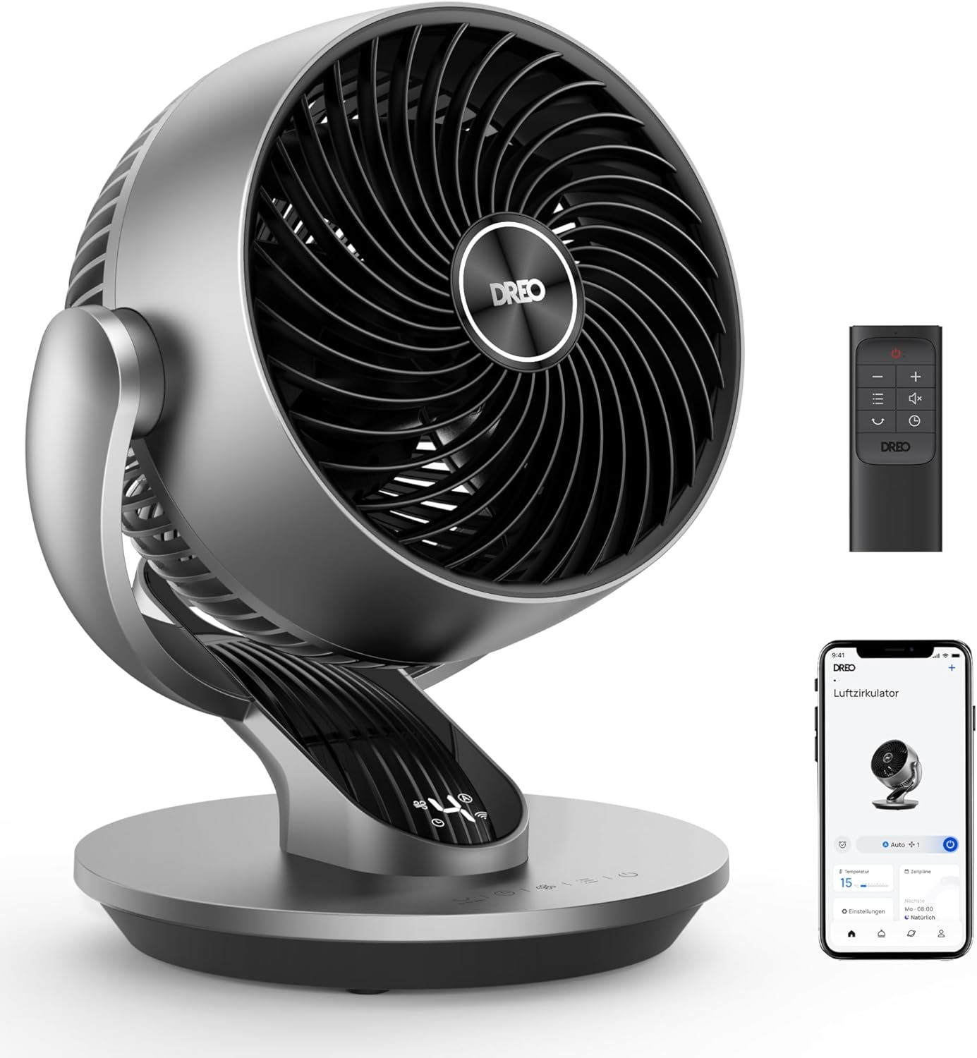 Leiser Smart Tischventilator, Silber