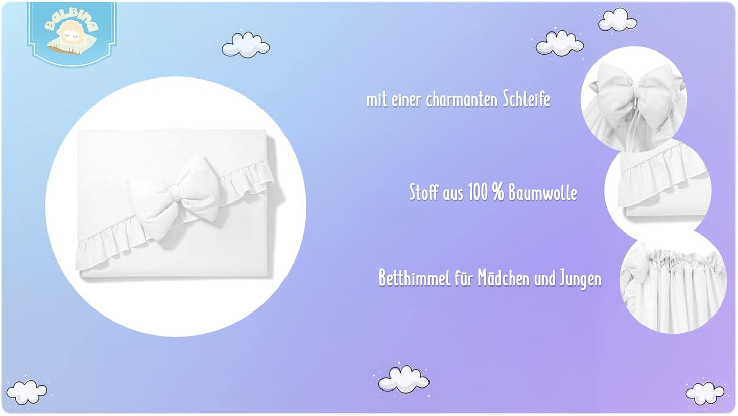 Baldachin Deko-Set für Kinderbett (ohne Stange), Weiss