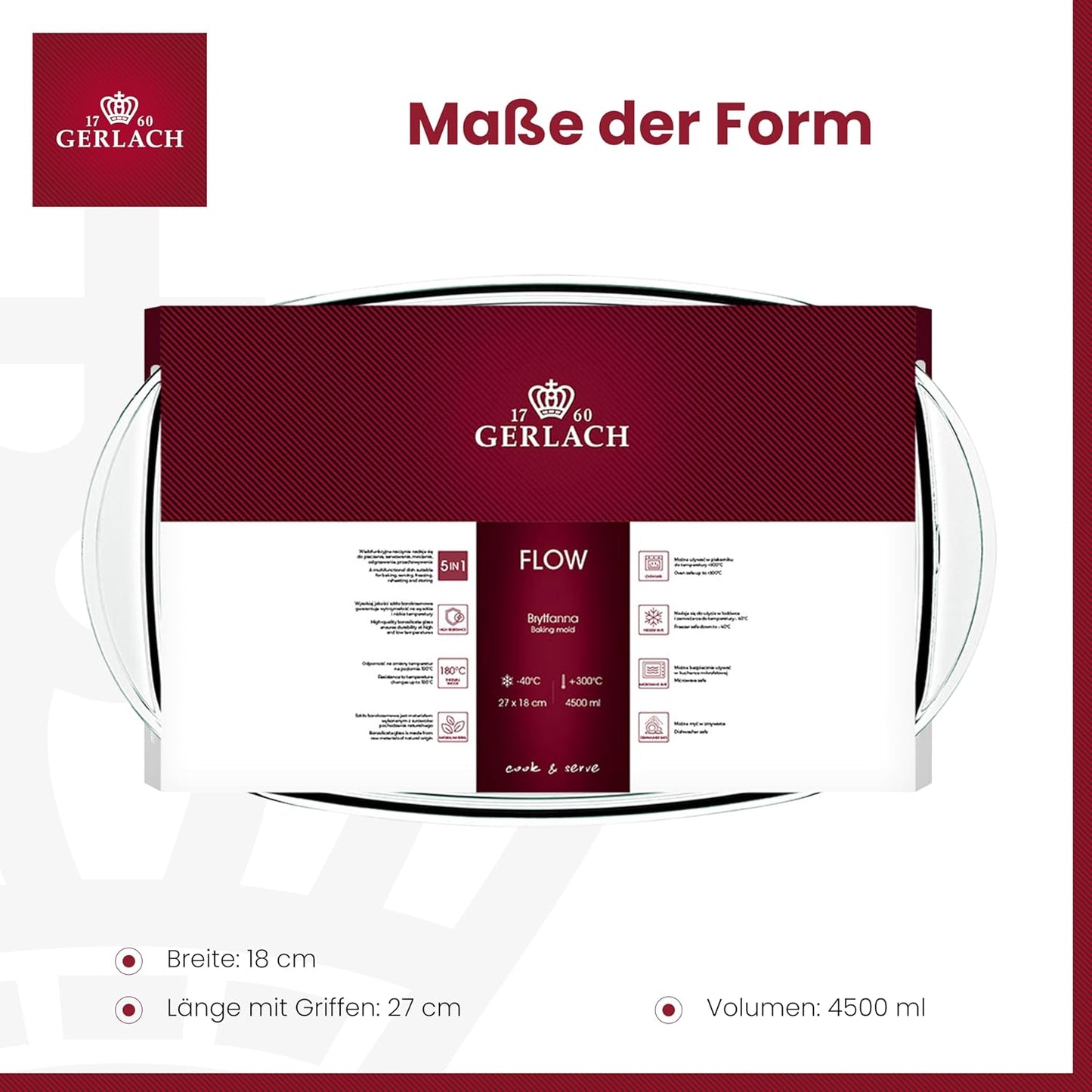 Auflaufform mit Deckel, Auflaufform 4,5 L