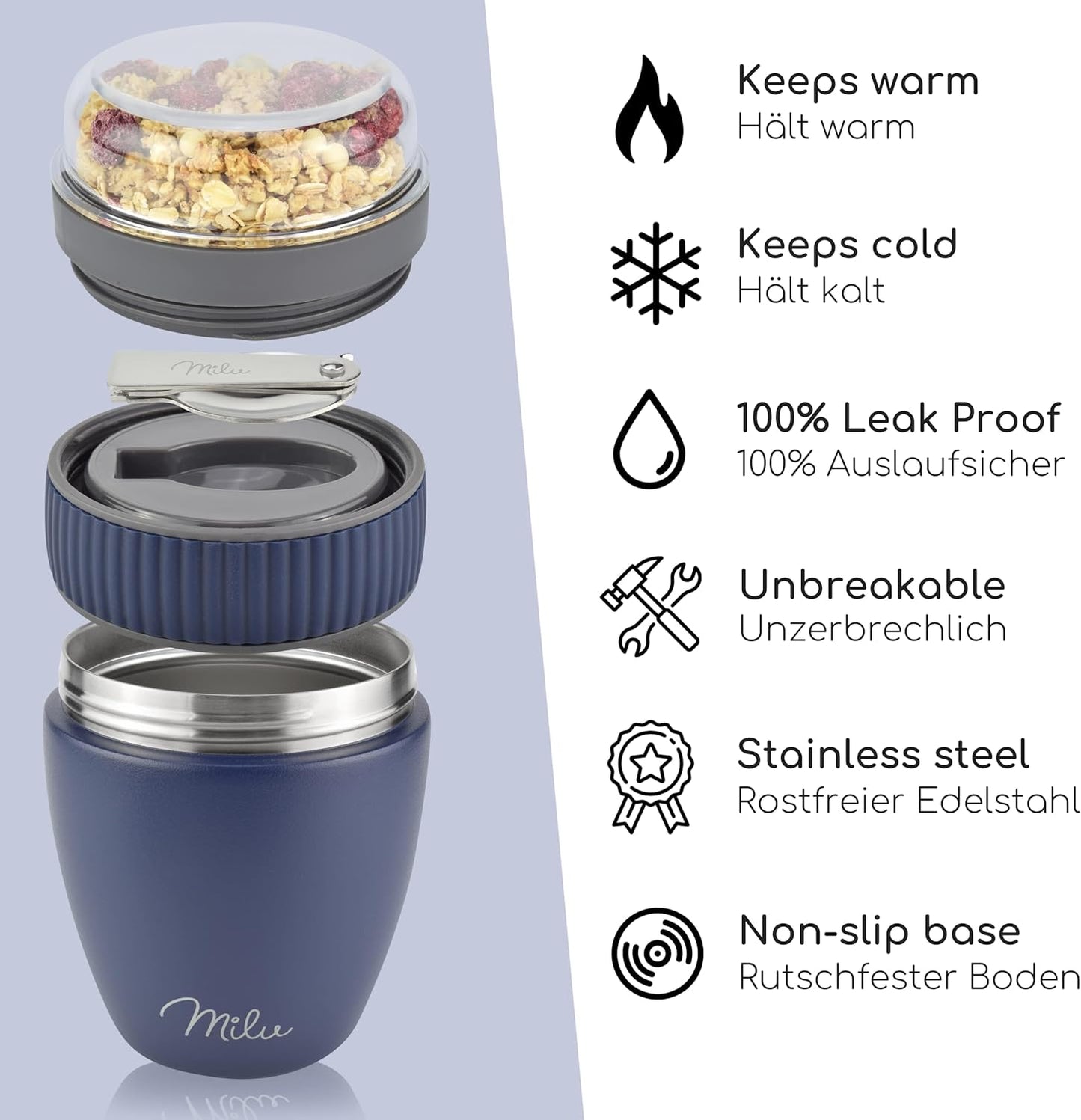 Müslibecher to go, Navyblau, 400 ml