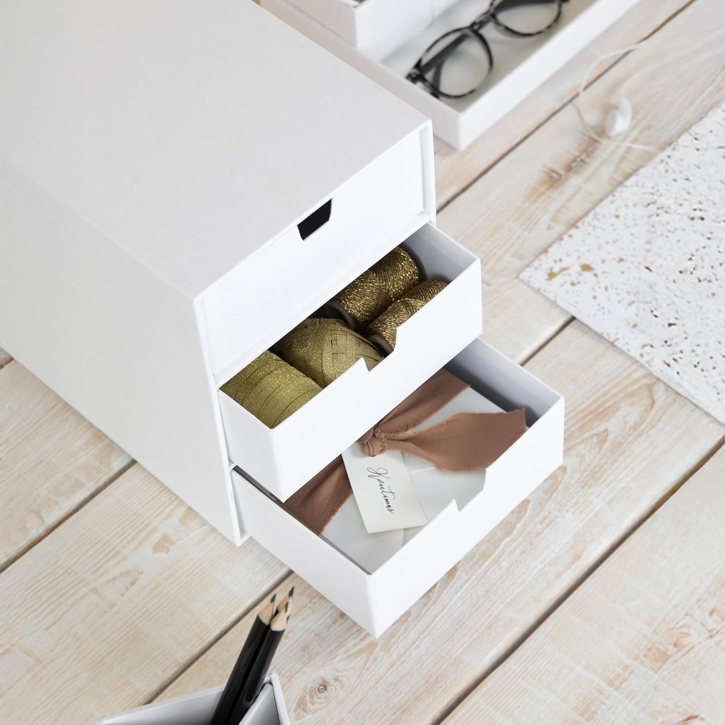 Schubladenbox Ingrid, Weiss Pappe