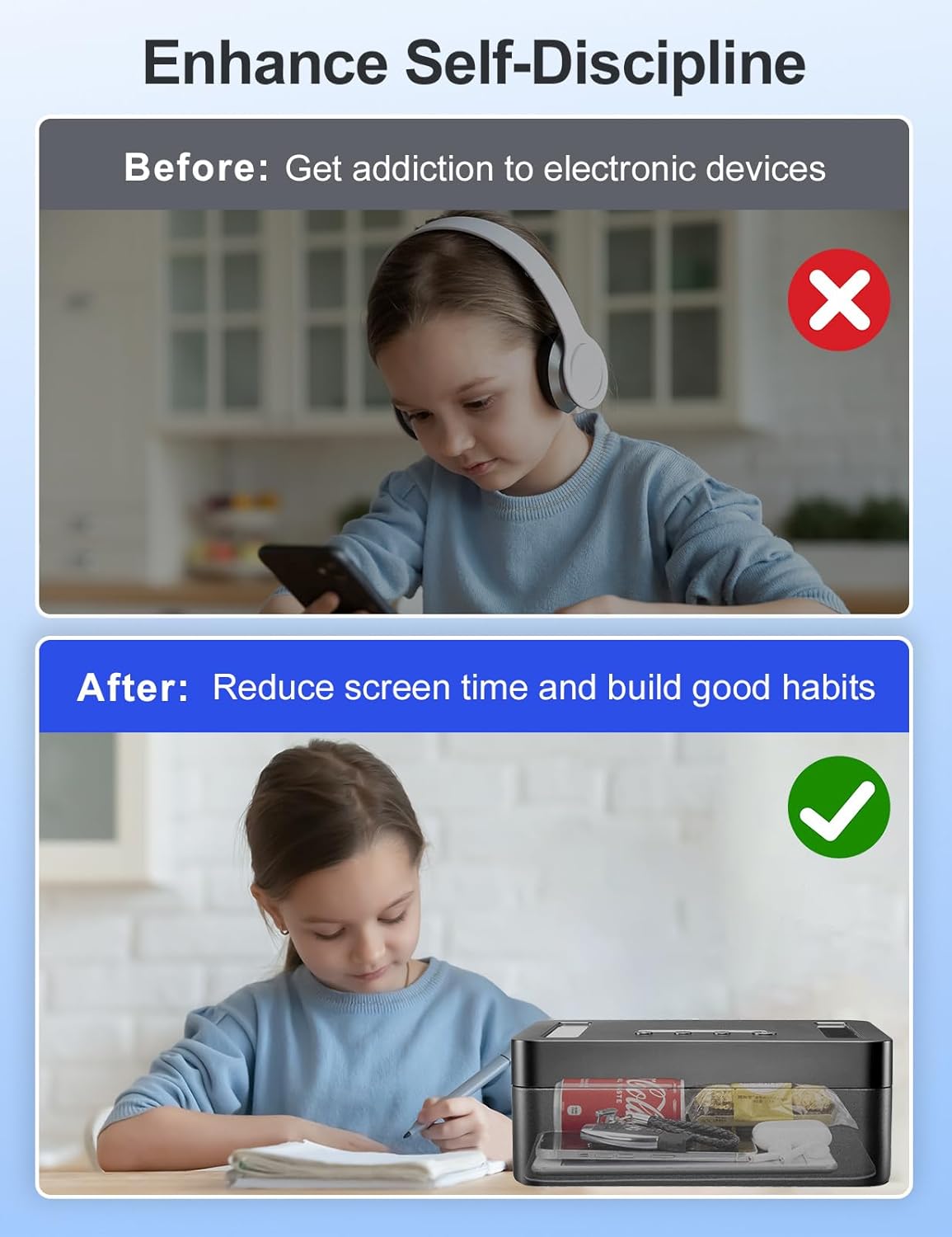 Handy Safe mit Zeitschloss & Timer-Funktion, Schwarz Klein