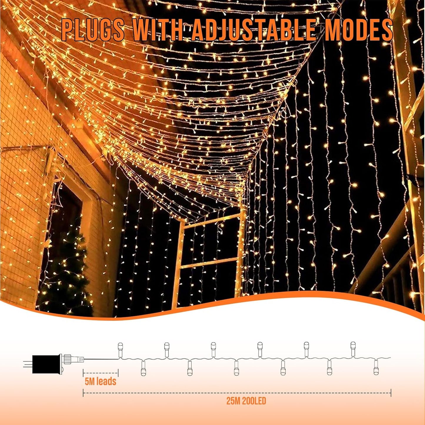 LED Lichterkette mit Fernbedienung & Timer, 25M 200 LED