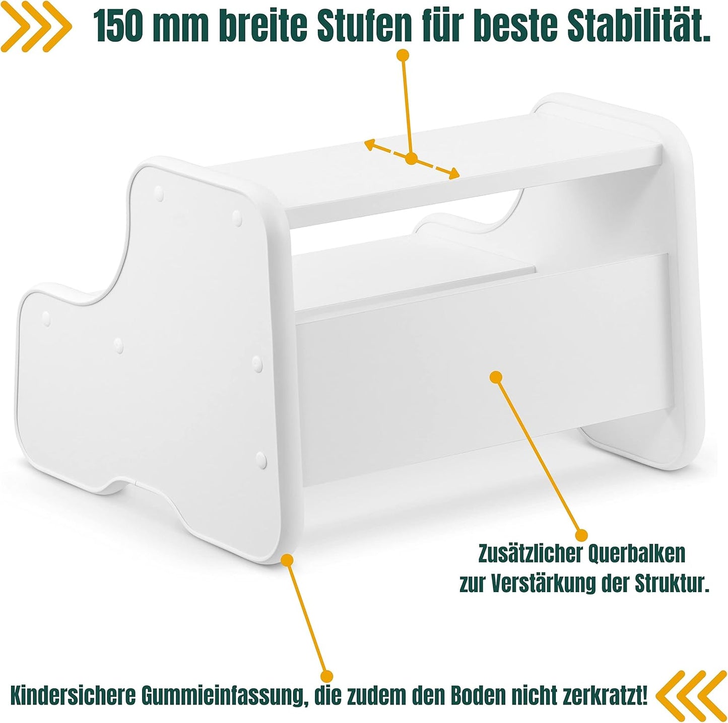 Tritthocker mit 2 Stufen für Kinder, Weiß
