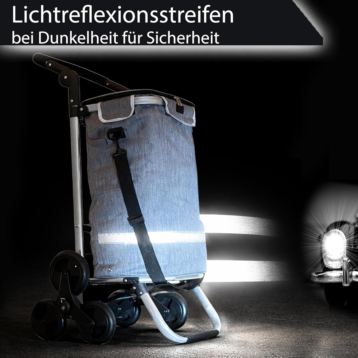 Faltbarer Einkaufstrolley, Grau Treppenrad