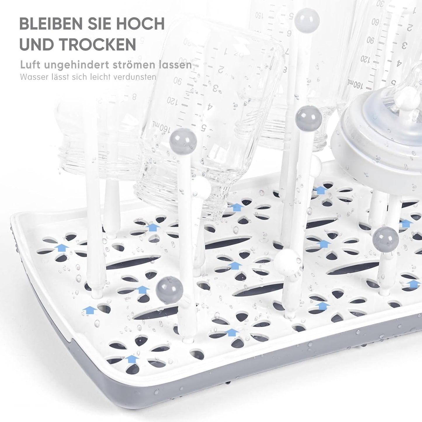 Trockenständer für Babyflaschen und Zubehör, Grau