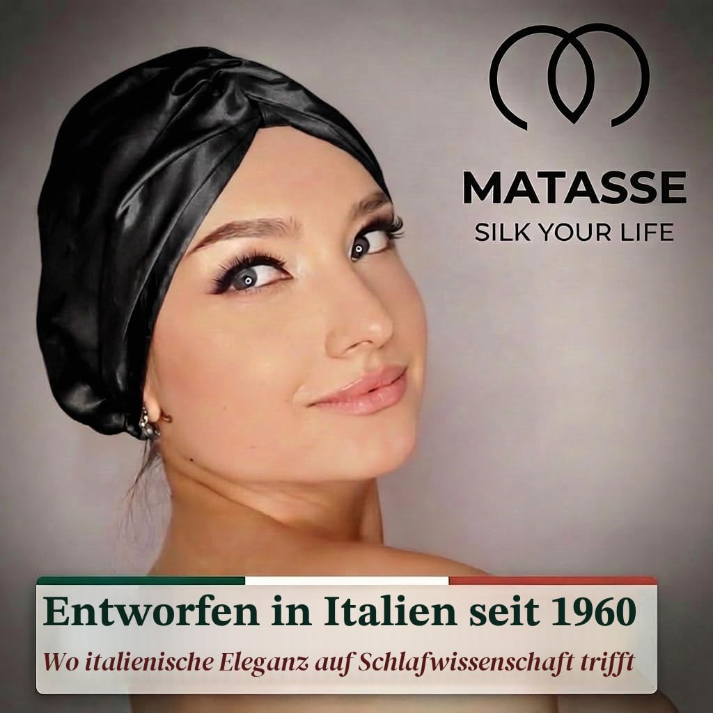 Seidenhaube zum Schlafen, Schwarz