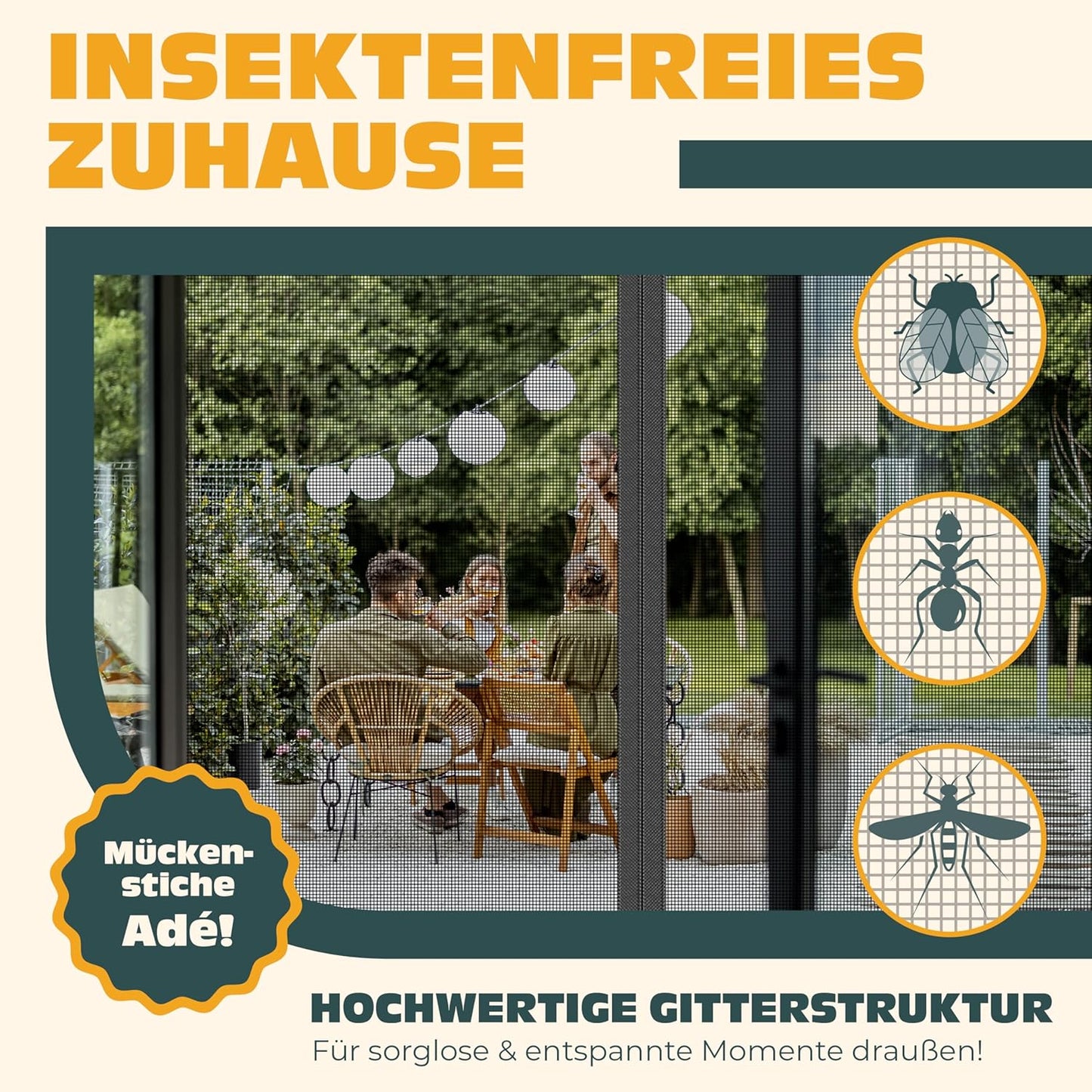 Magnetischer Fliegengitter Türvorhang, 90 x 210 cm Anthrazit