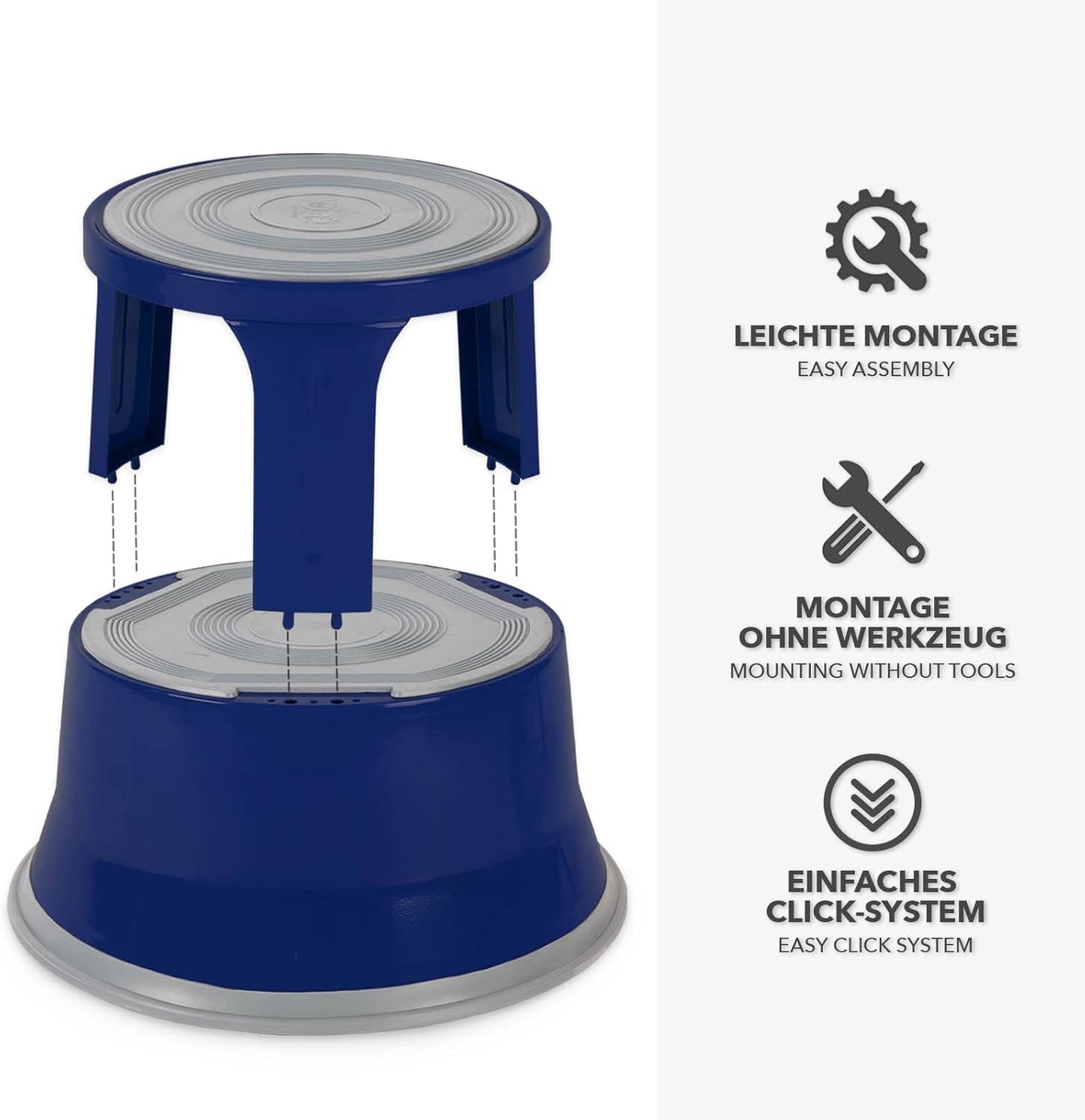 Rollhocker/Elefantenfuss, Blau Metall