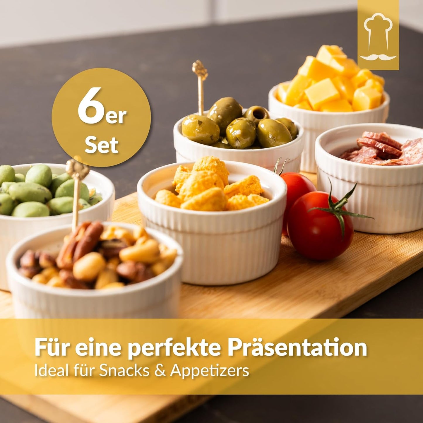 6-teiliges Souffléförmchen Set, Weiss 6 pack - 200 ml