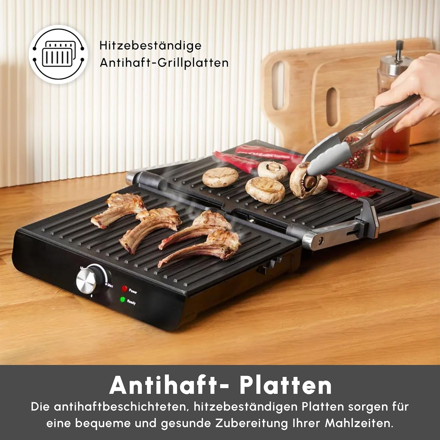 2-in-1 Panini Maker & Kontaktgrill, Vielseitiger 2-in-1 Panini Maker Inox