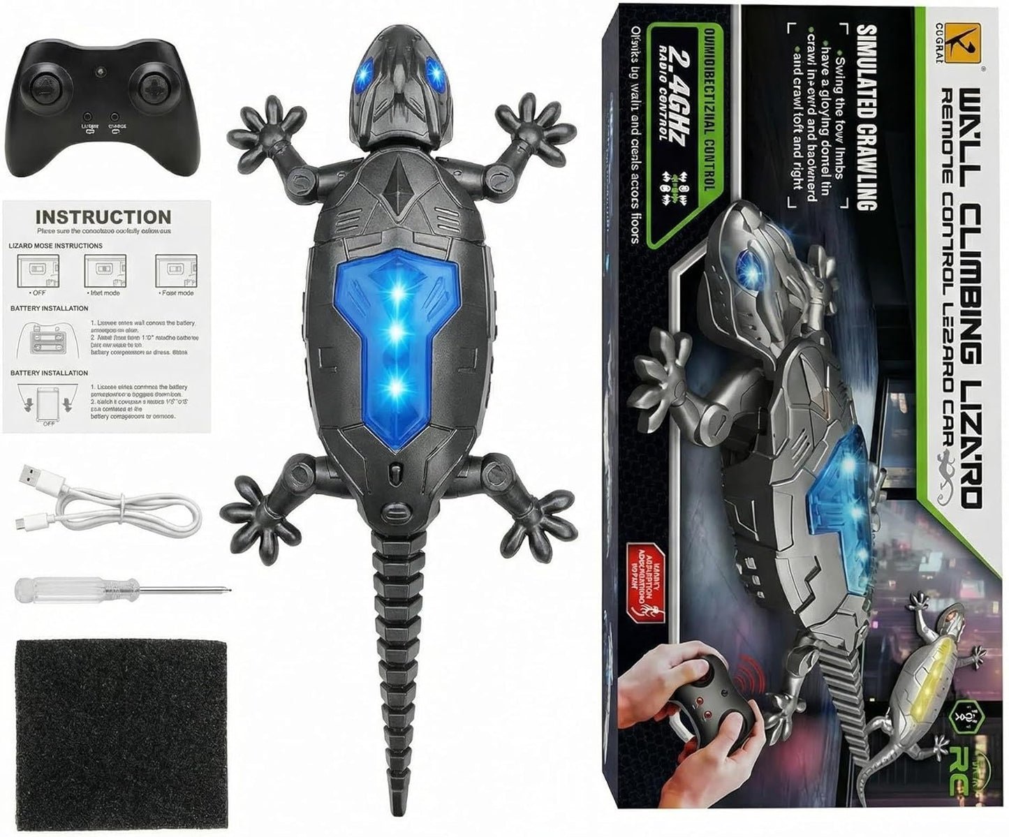 RC Eidechse Wandkletter-Spielzeug mit LED-Licht