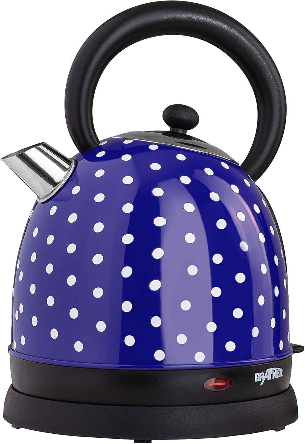 Retro Wasserkocher mit Cool-Touch & Wasserstandsanzeige, Pünktchen Blau
