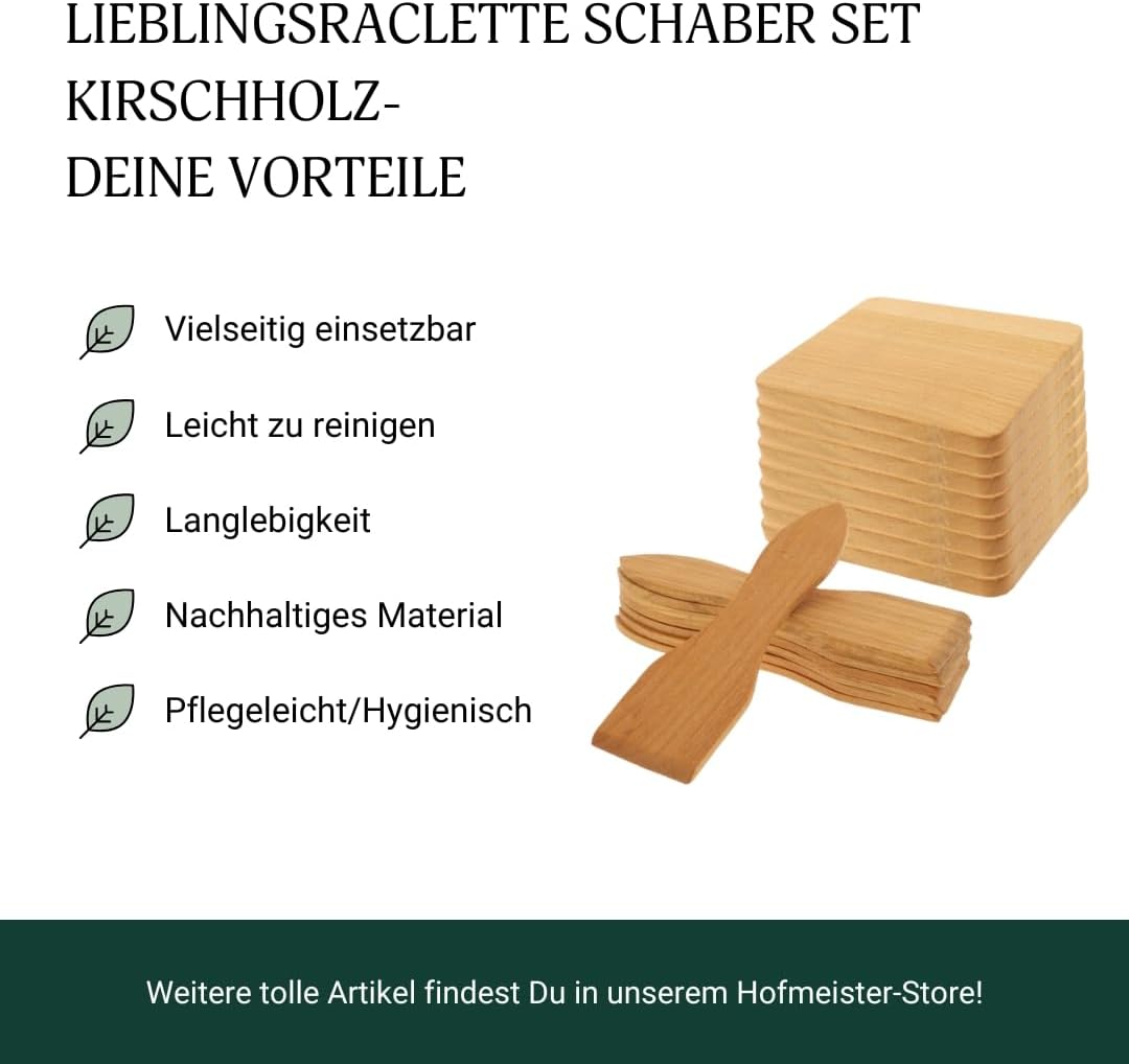Raclette-Set aus Kirschholz Brettchen und Raclette-Schaber