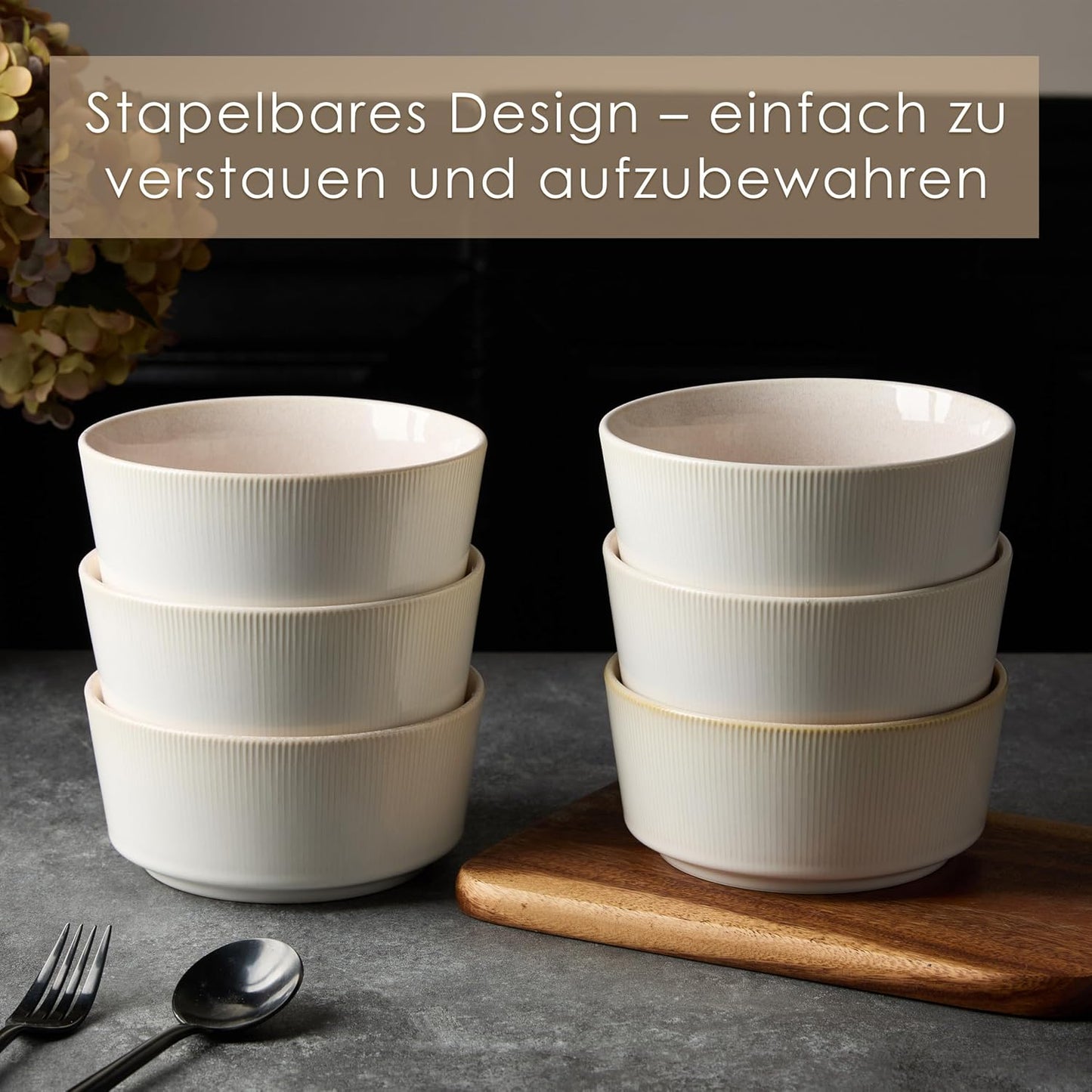 Müslischalen 6er-Set, Reaktivglasur in Weiss Schüssel*6