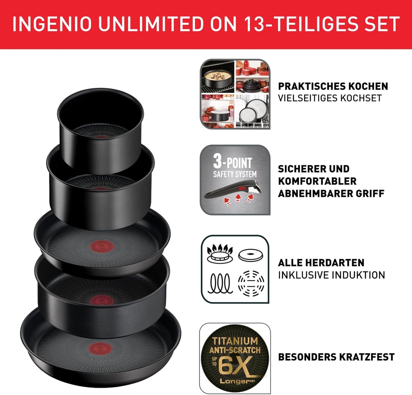 13-teiliges Ingenio Unlimited On Topf- und Pfannenset, Topf- & Pfannenset 13-tlg
