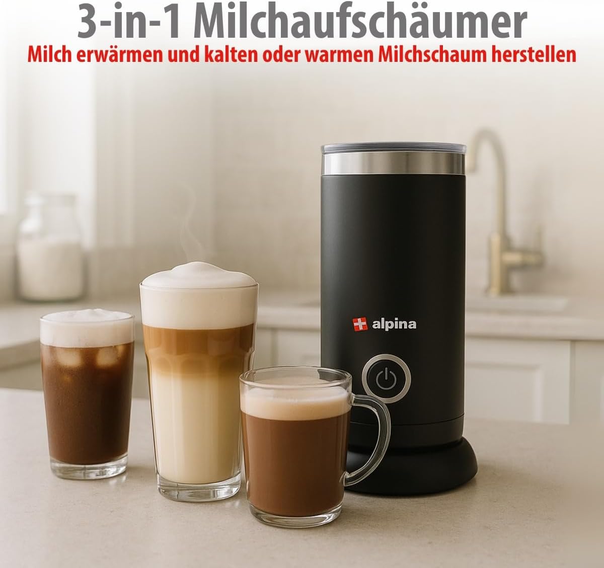 3-in-1 elektrischer Milchaufschäumer