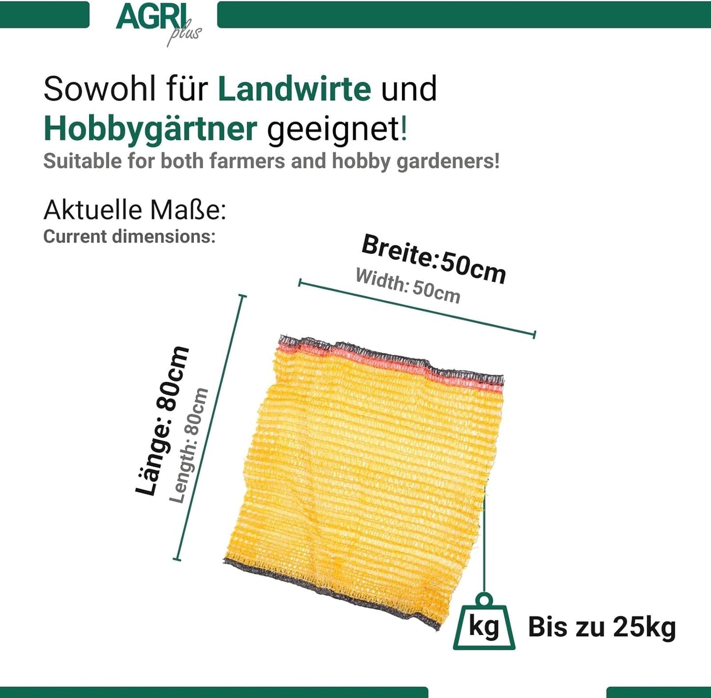 Kartoffelsäcke mit Zugband (100 Stück, 25 kg), 25 kg - 50 x 80 cm Gelbgold