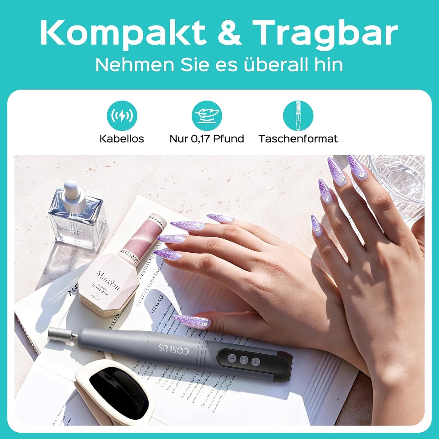 C50 Nagelfräser mit LED-Display, Dunkelgrau
