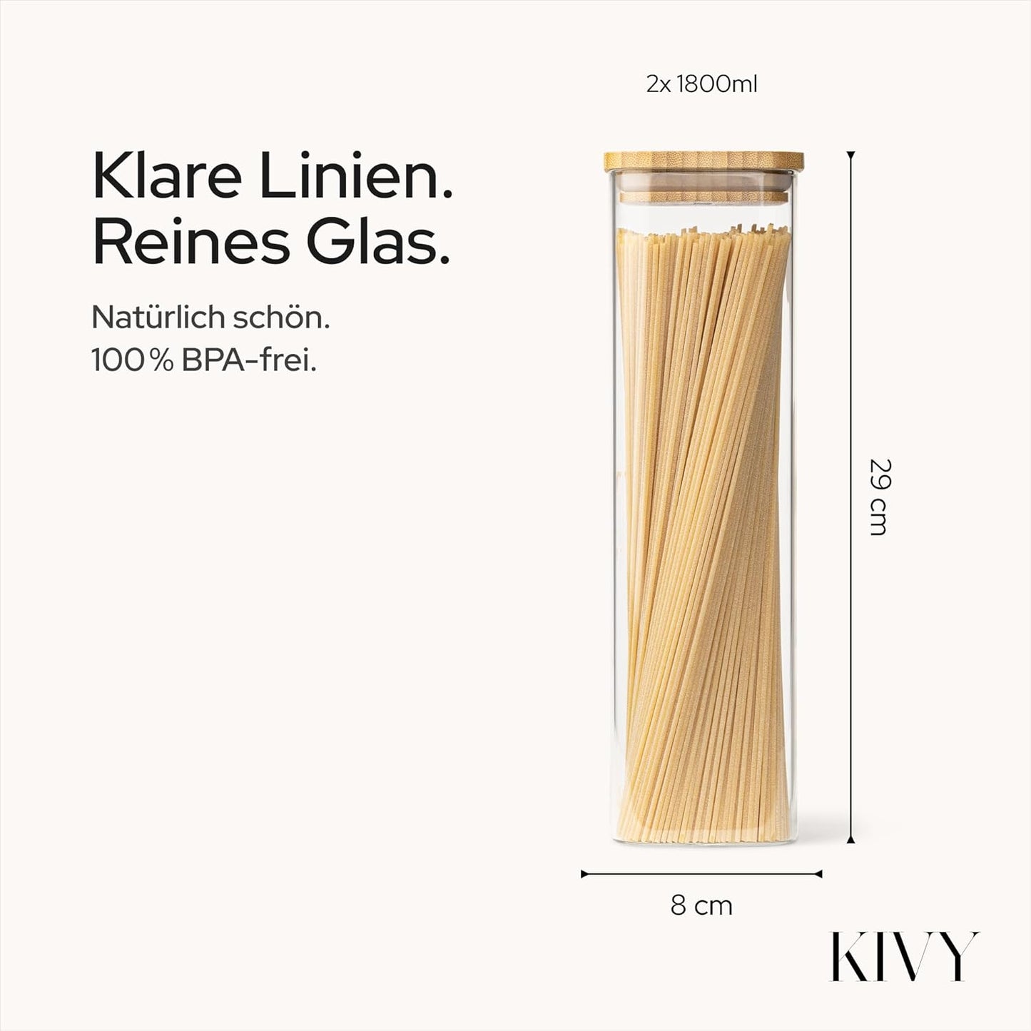Vorratsgläser-Set mit Bambusdeckel, 2x 1800ml
