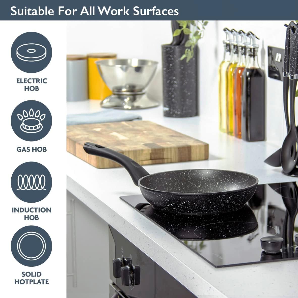 Antihaft Bratpfanne für Induktion & Gas (28 cm), Schwarz 28cm