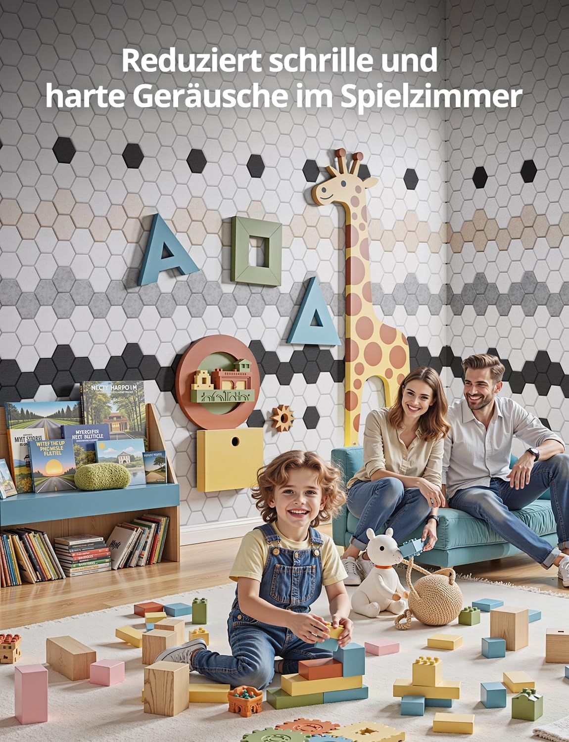 Akustikpaneele-Set, Waben –12 Stück Schwarz