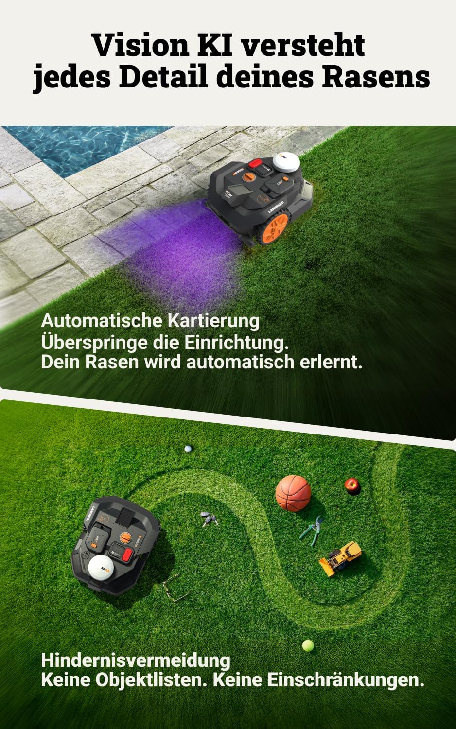 Landroid Vision Cloud Mähroboter, 400 m² 2WD Mähroboter