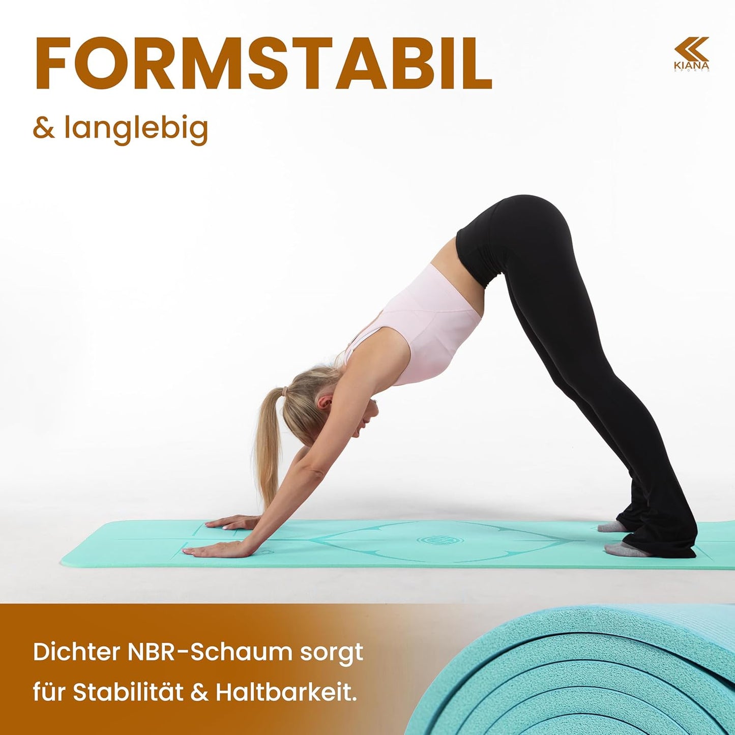 Rutschfeste Yogamatte, gelenkschonend (1,0 cm), Dünn (1,0 cm) Türkis