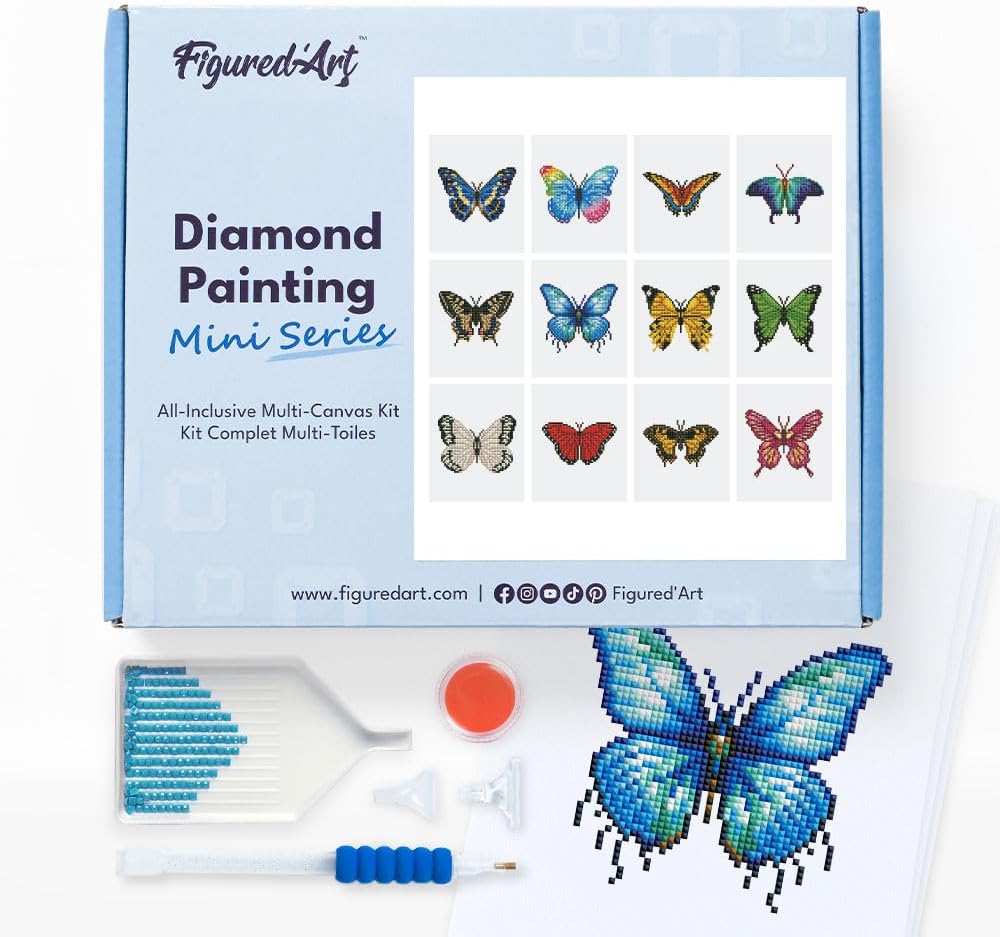 Mini Serie Diamond Painting Set mit 12 Stück, Schmetterlinge 3 PROBLEMYOUMUSTCHECK