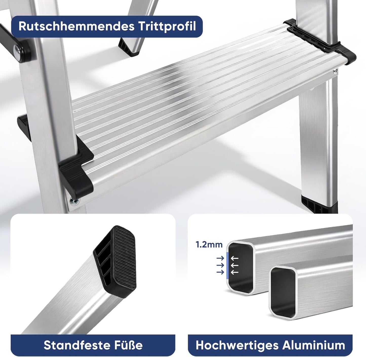Klappbare Aluleiter mit 2 Stufen, 2 stufen (39 cm)