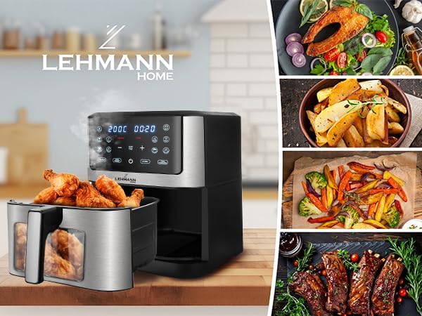 Heissluftfritteuse Air Fryer ‎LHODF-1435 mit Sichtfenster, 12 Programmen & Timer, 8L mit Sichtfenster v2