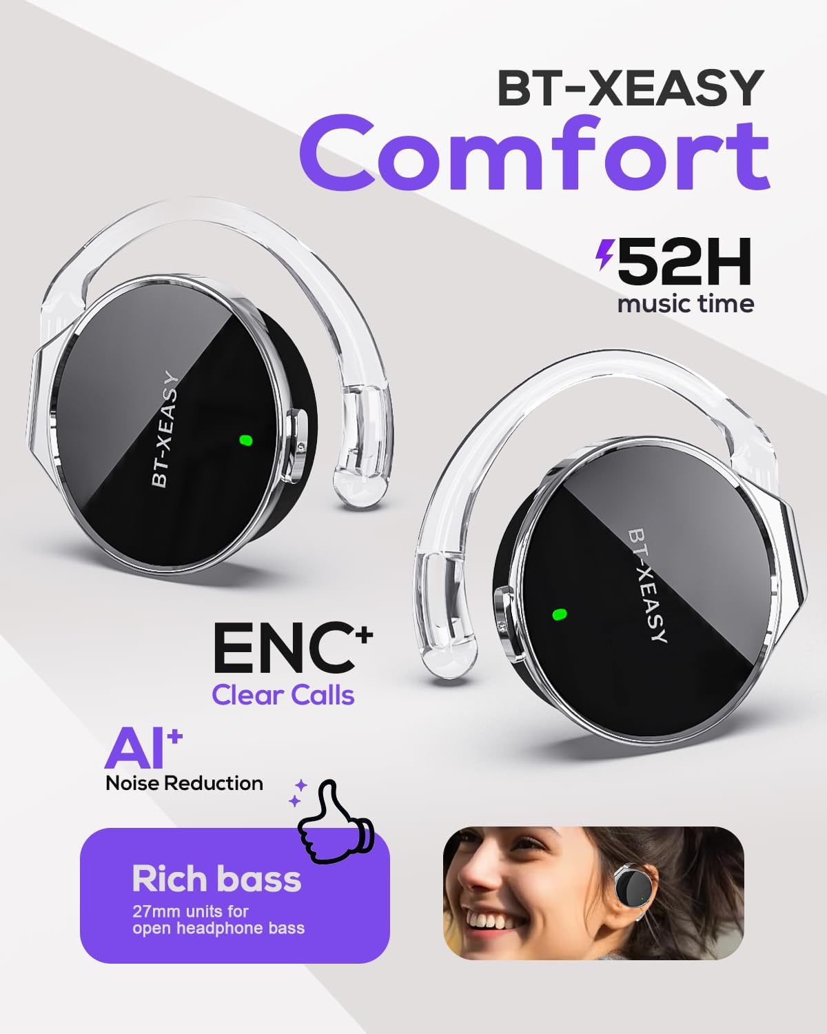 On Ear Kopfhörer Bluetooth mit Geräuschunterdrückung, Schwarz&silber&Black