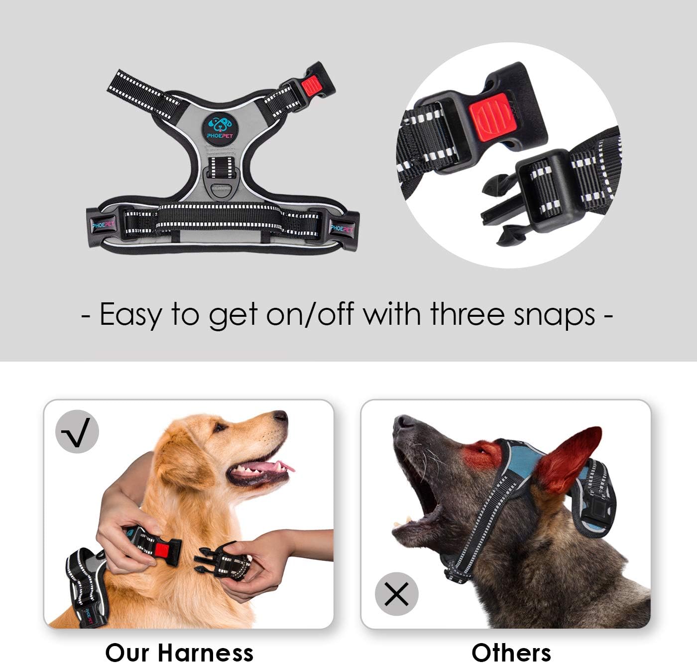 Reflektierendes Anti-Zieh-Hundegeschirr, Medium