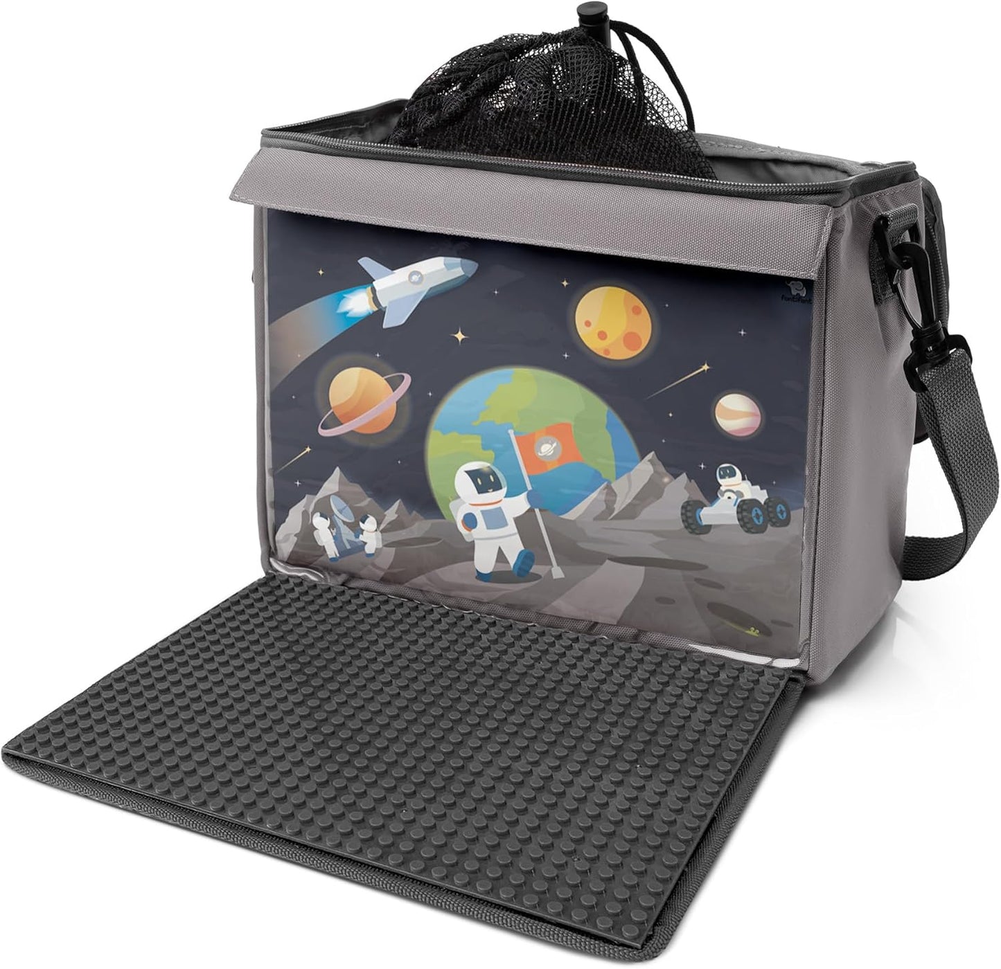 Baustein-Tasche mit Bauplatte, Meteoritengrau M - für kleine Steine